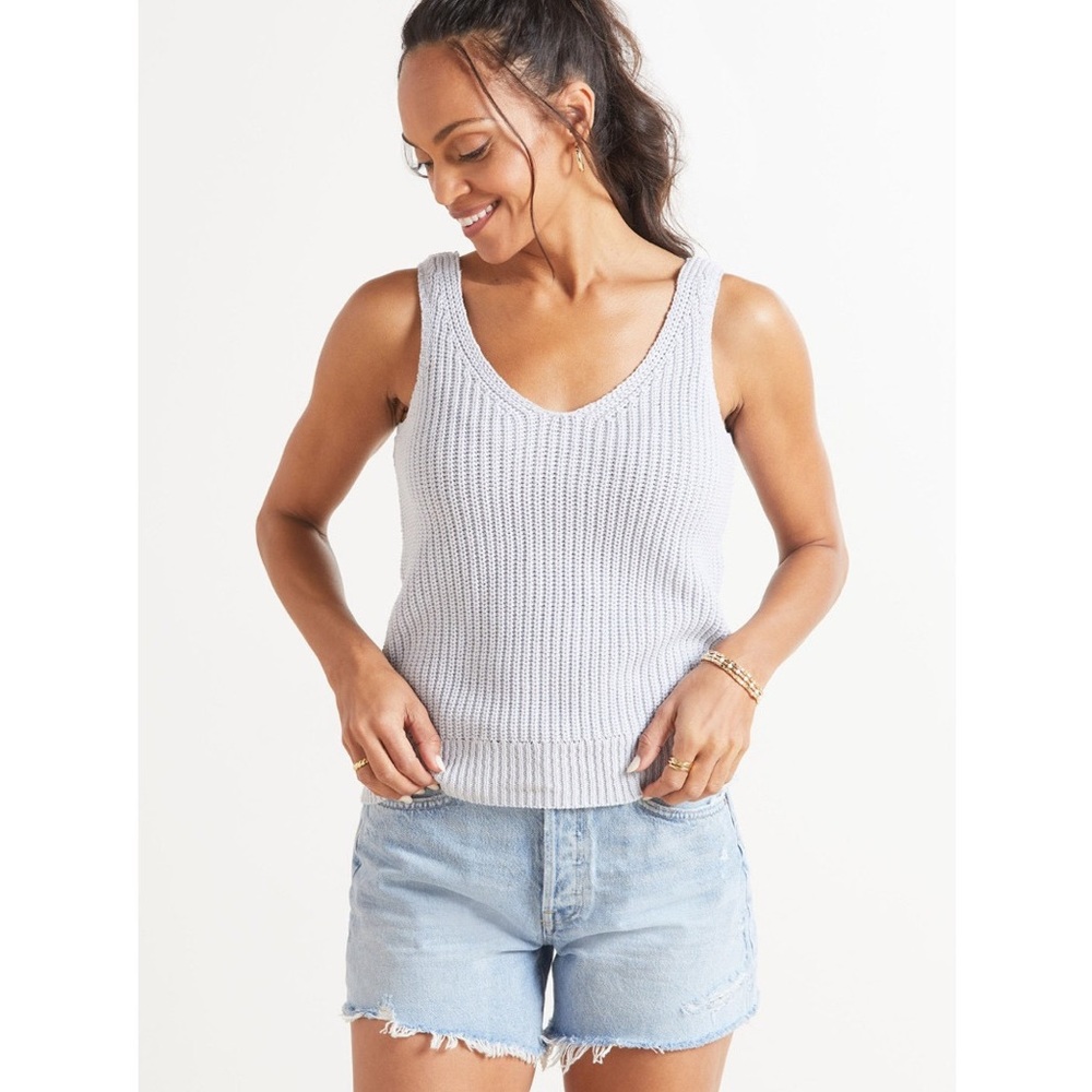 John + Jenn Knitted/Crochet Baby Blue Ava Tabk Top